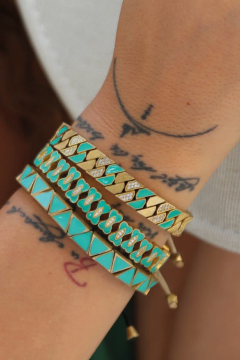 Melon-Gold Stone Green Chain Bileklik-Bileklik-2-Milagron.com