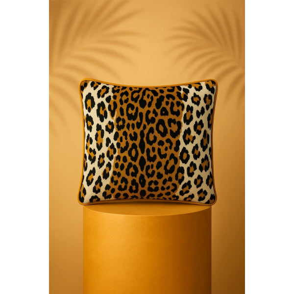 Melon-Leopar Desenli Kadife Kırlent Kılıfı-Kırlent-1-Milagron.com