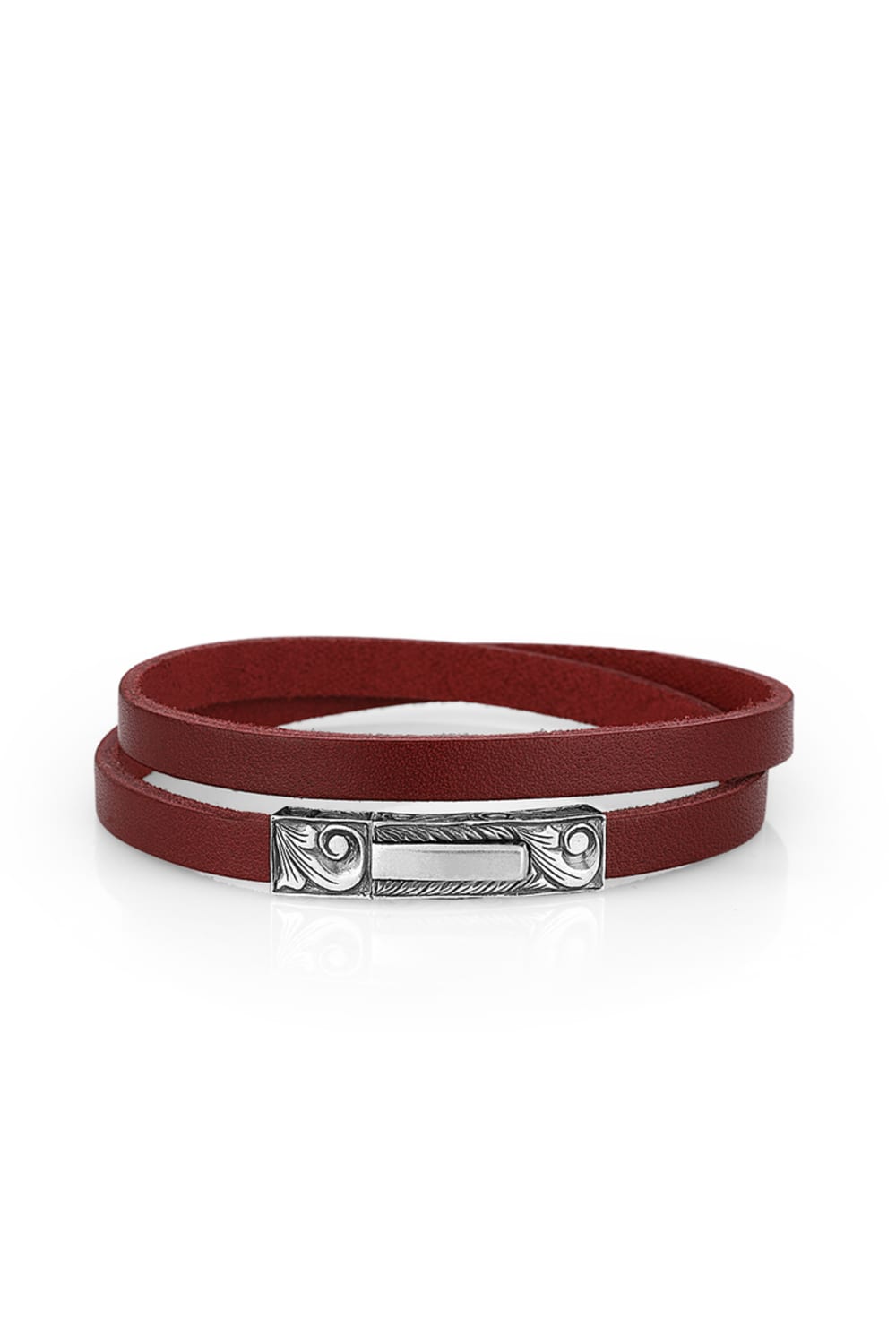 Melon-Silver Cord Leather Bordo 925 Ayar Gümüş Bileklik-Bileklik-1-Milagron.com