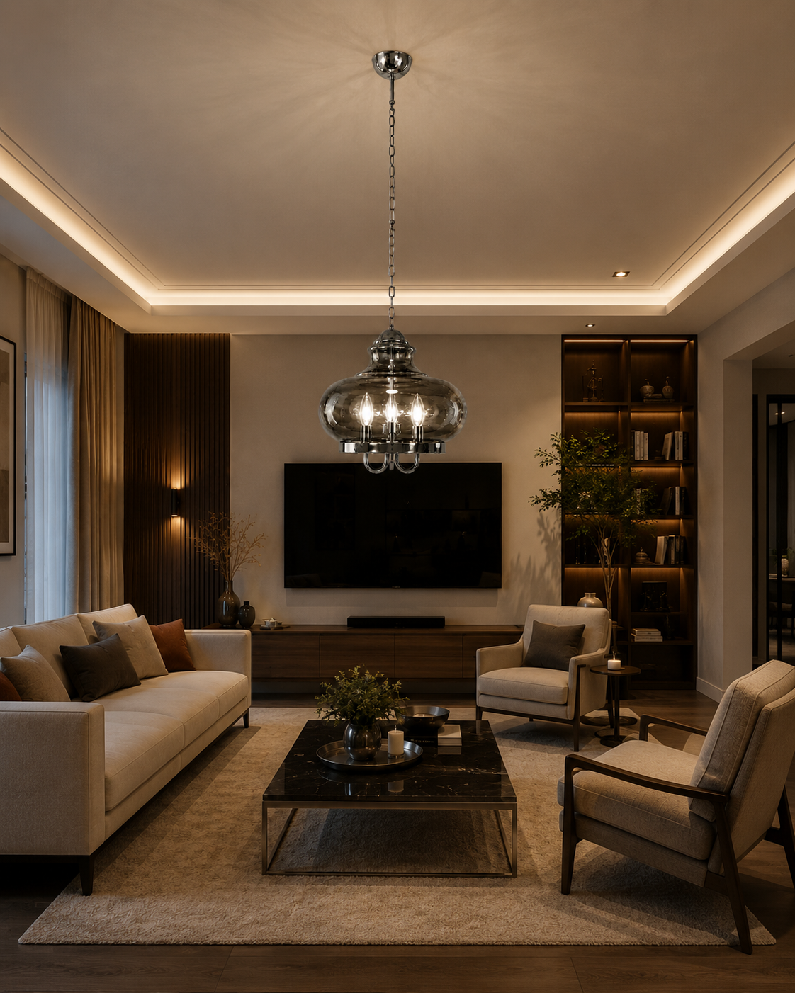 Lumiana-Merion Sarkıt Yuvarlak Krom-Avize-2-Milagron.com