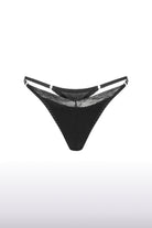 Clara Black Pure Silk Lace Thong - 0