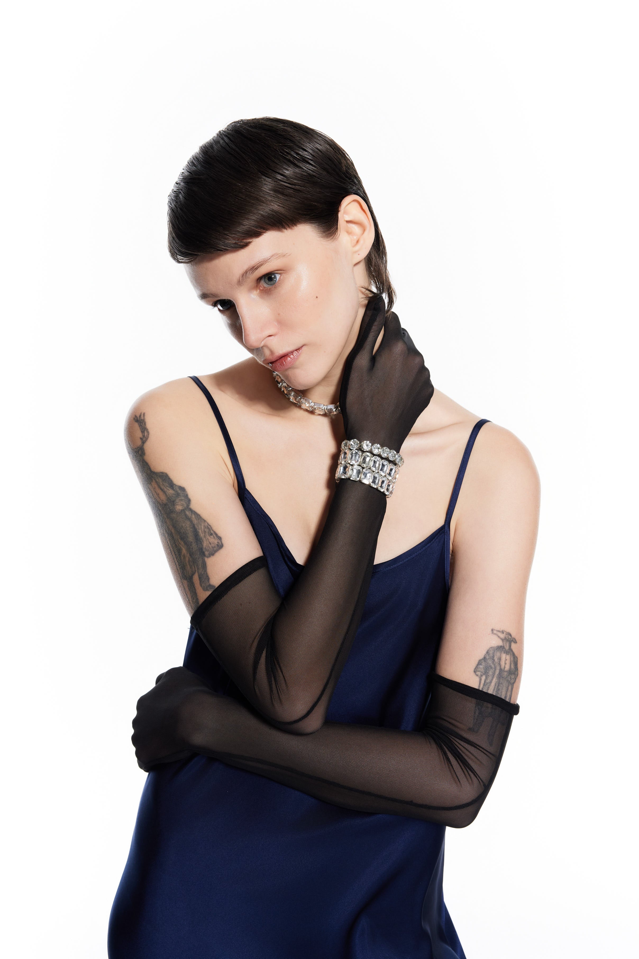 Dian Silk Nightdress Navy Blue