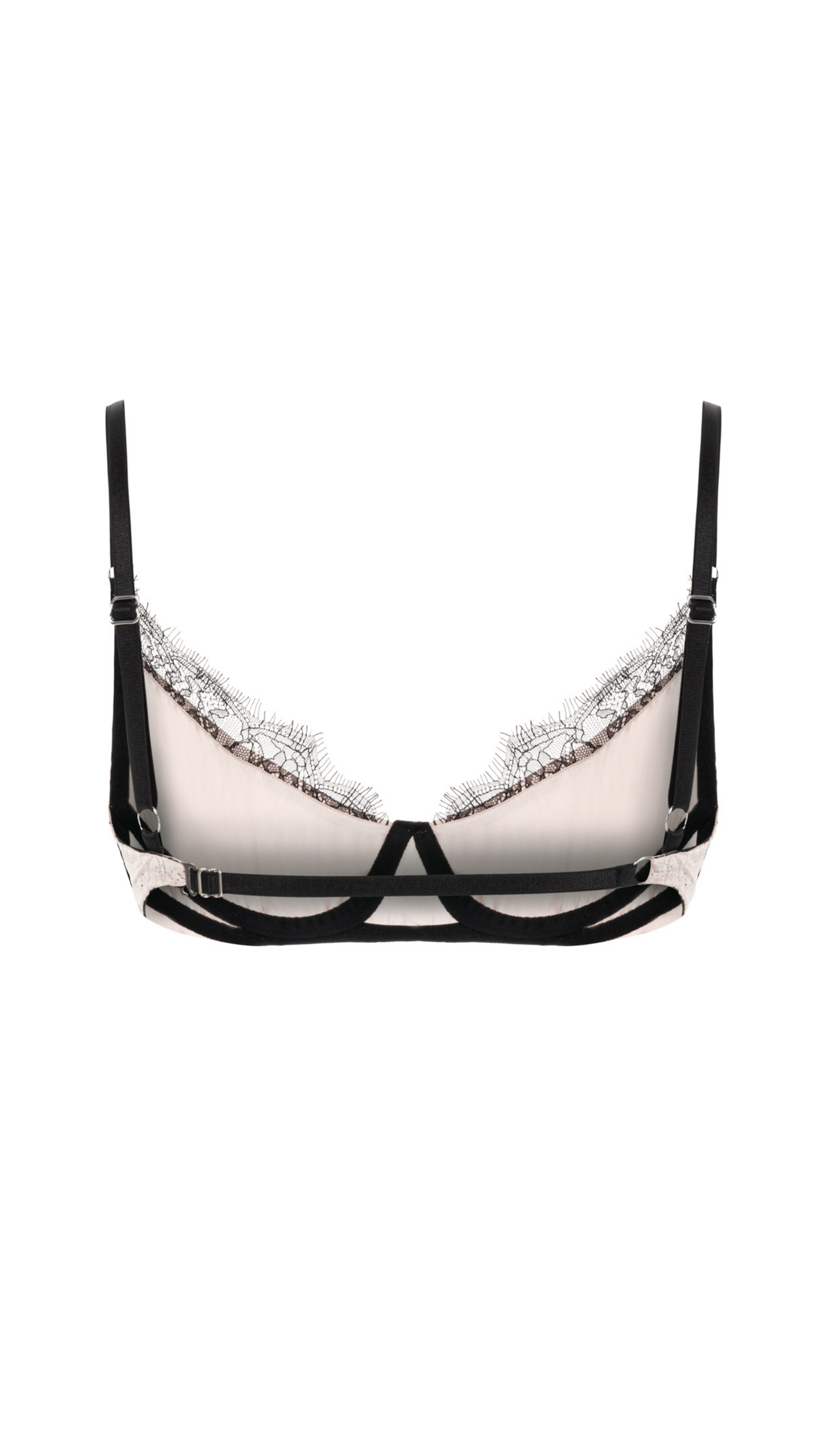 Eos Powder Silk And Black Lace Underwire Bra - 1