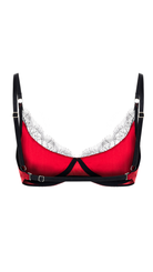 Hera Red Silk And Black Lace Underwire Bra - 1