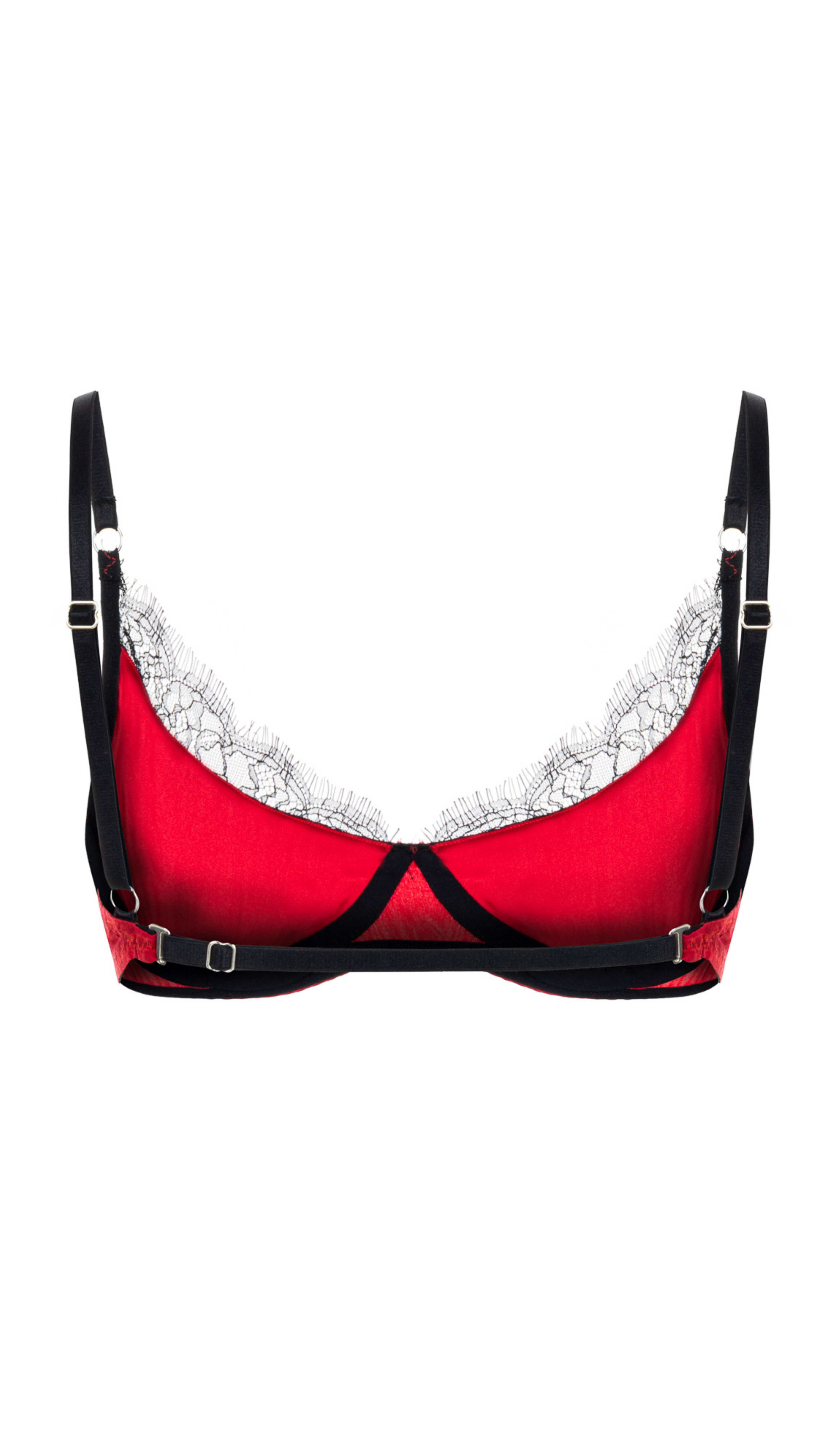 Hera Red Silk And Black Lace Underwire Bra - 1