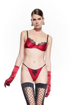 Hera Red Pure Silk And Lace Thong
