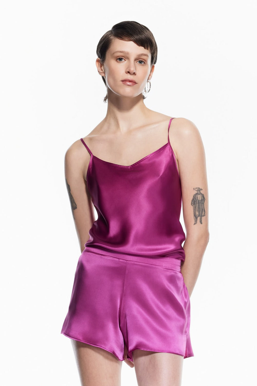 Luna Silk Halter Top Fuchsia