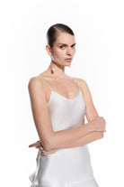 Luna Silk Halter Top White