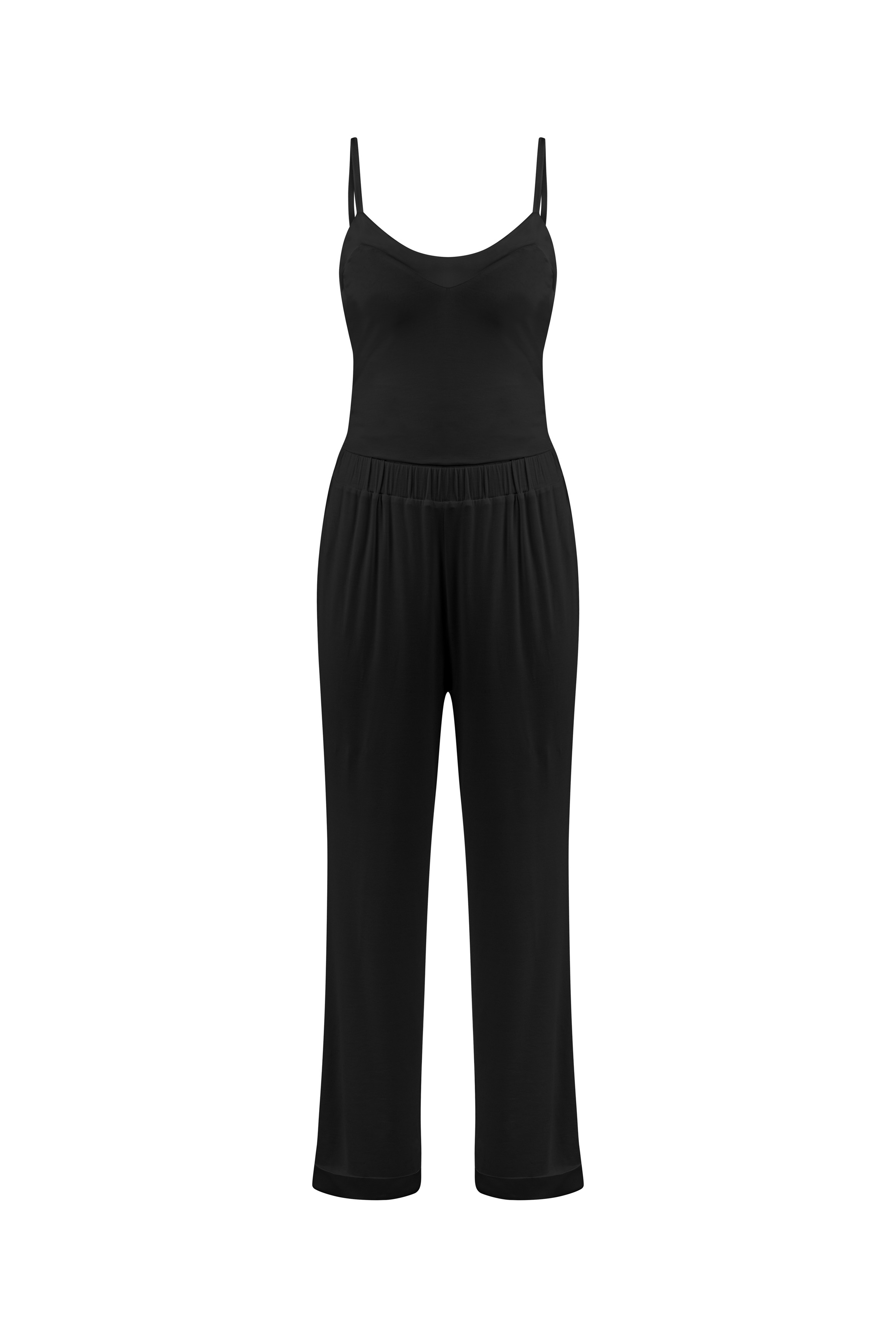 Modal Strap Pajama Set Black