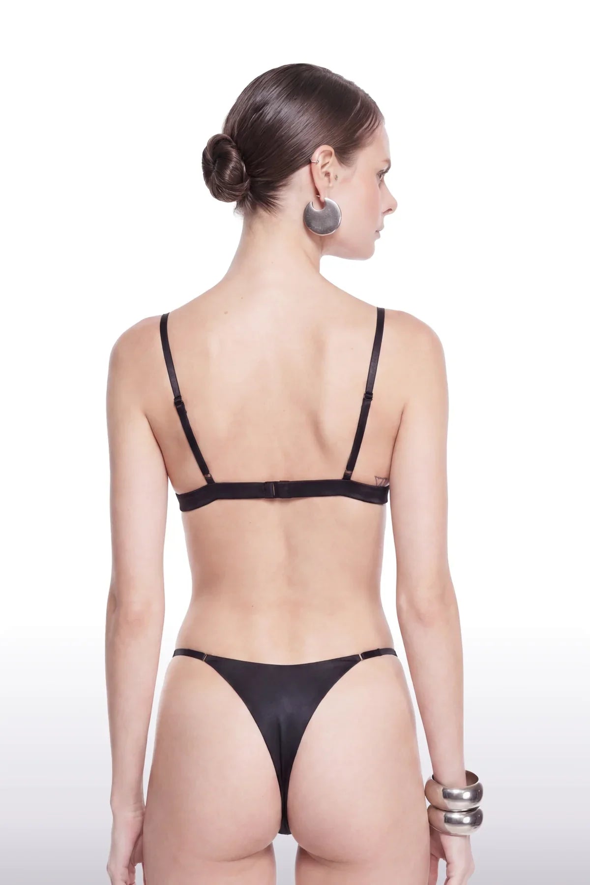 Silk Triangle Thong Black