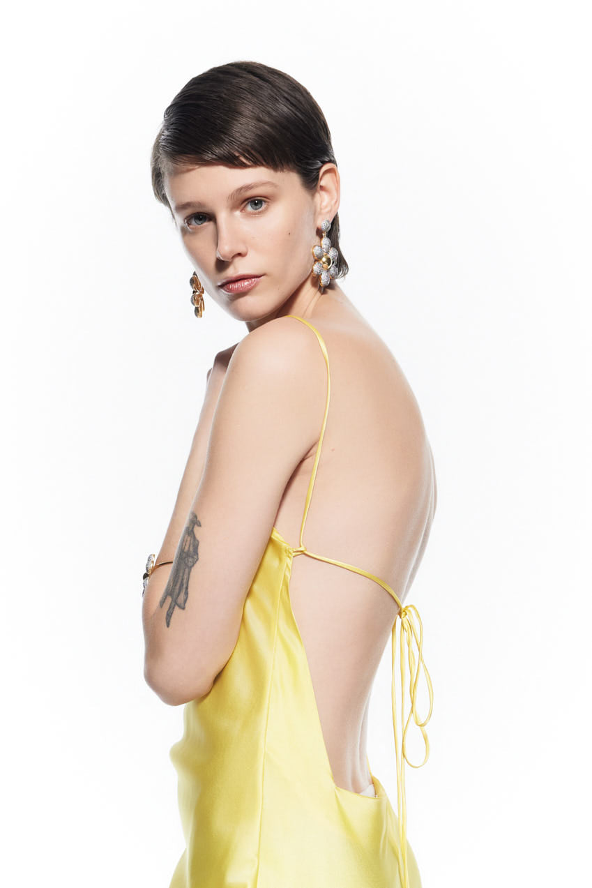 Suad Silk Dress Lemon