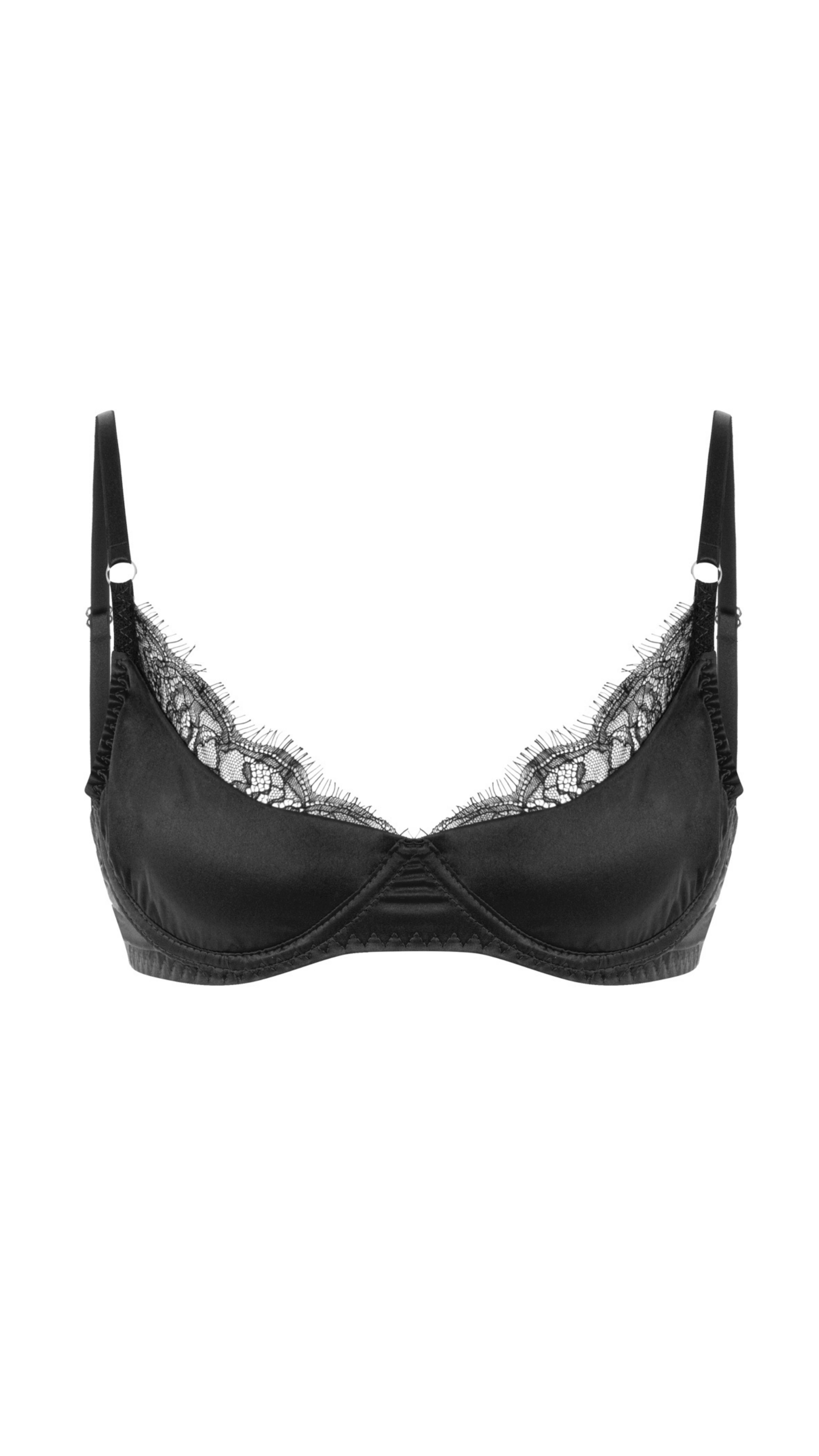 Wildy Black Silk And Lace Underwire Bra - 0