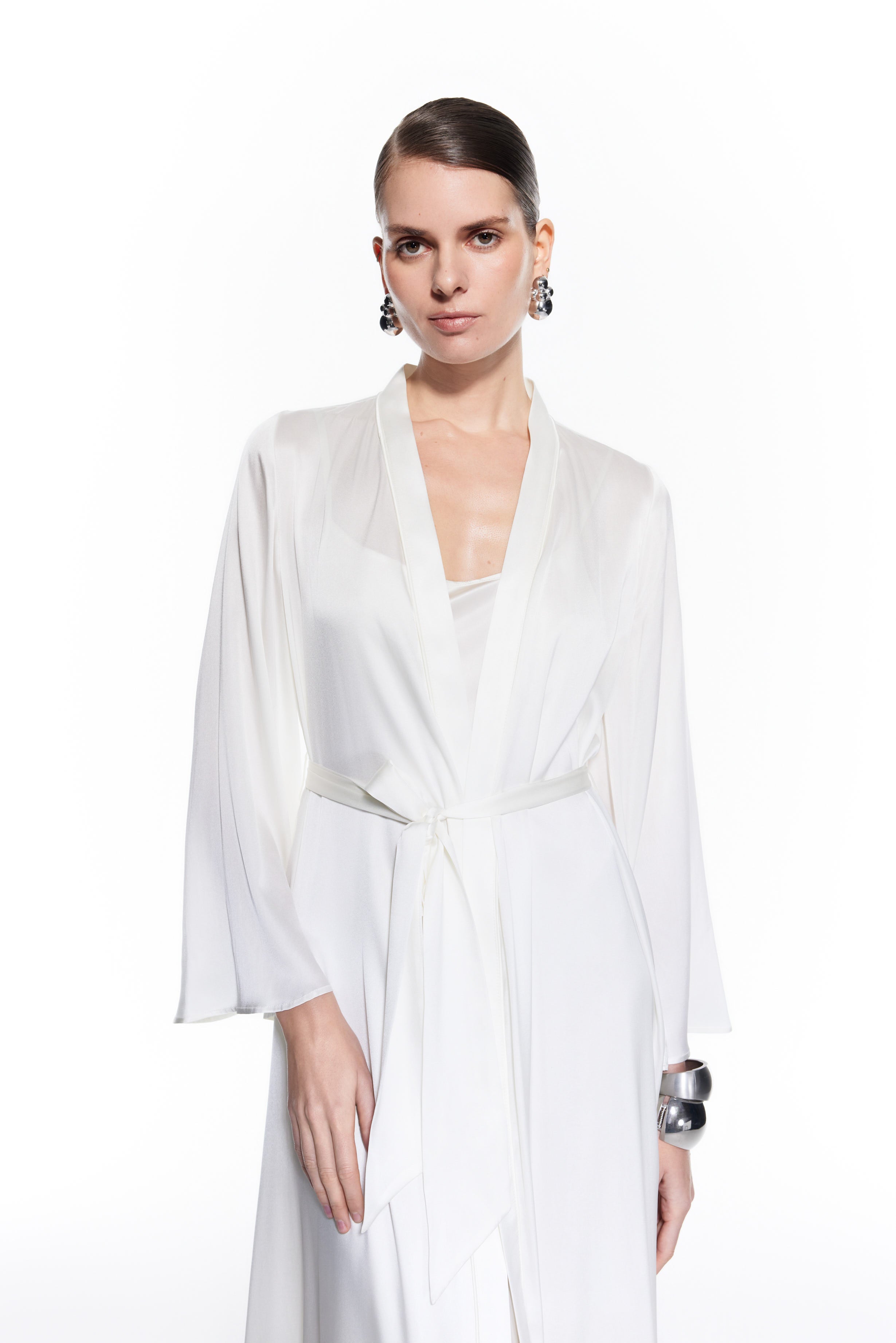 Dian Silk Robe Bridal White