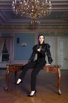 Avant-garde Detaylı Yüksek Bel Siyah Krep Pantolon - 0