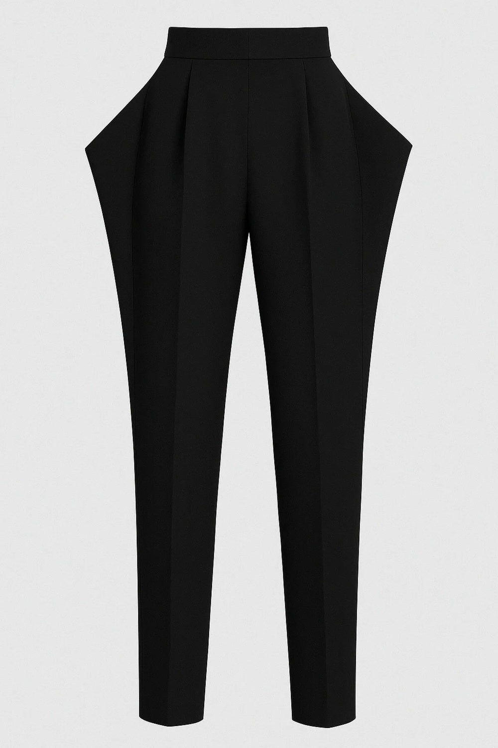 Avant-garde Detaylı Yüksek Bel Siyah Krep Pantolon - 1