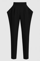 Avant-garde Detaylı Yüksek Bel Siyah Krep Pantolon - 1