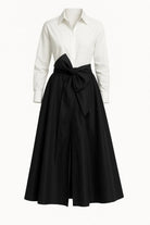 Gömleği Amerikan Saten & Etek Kısmı Tafta Midi Boy Gömlek Elbise - 1