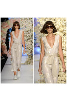 V-yakalı & Şifon Üzeri Payetli Özel Tasarım Şık Tulum - 2