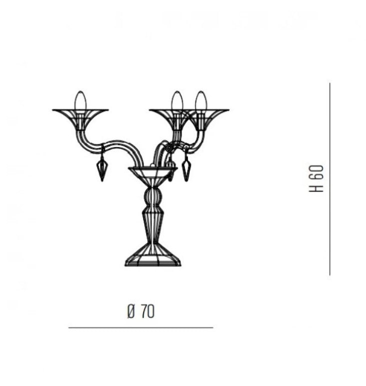 Dedalo Masa Lambasi 3L Krom Ø70X60 Cm E14 3X40W