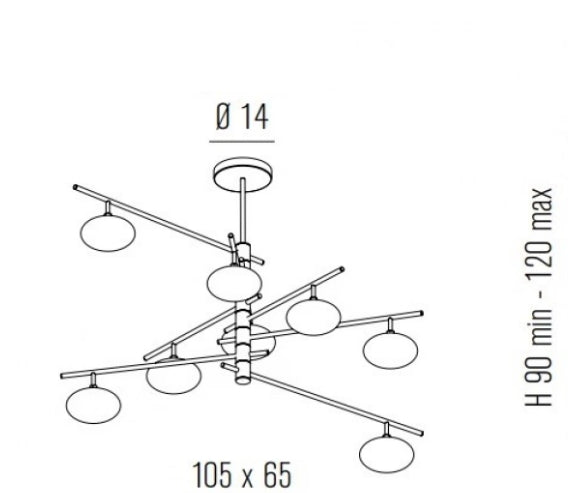 Dolce Sarkit 8L Krom-Kri̇stal Ø105X90 Cm G9 8X25W