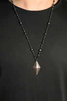 Mey Atelier-Barlas – Siyah Hematit Lava Antika Bronz Uçlu Unisex Kolye-Kolye-2-Milagron.com