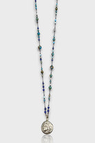 Mey Atelier-Fairytale - Aquamarin Lapis Kyanit Antika Gümüş Kaplama Roma Parası Unisex Kolye-Kolye-1-Milagron.com