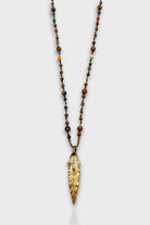 Mey Atelier-Featho Eye – Tiger Eye Bronz Kuş Tüğü Unisex Kolye-Kolye-1-Milagron.com