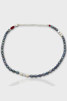 Mey Atelier-Royal Black –coral Silver Black Pearl Unisex Necklace-Kolye-1-Milagron.com
