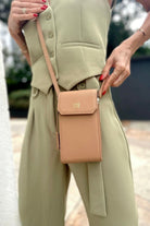 Meyfar-Bej Deri Kartlık - Telefon Bölmeli Çanta-Omuz Çantası-4-Milagron.com