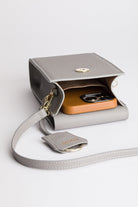 Meyfar-Gri Deri Kartlık - Telefon Bölmeli Çanta-Omuz Çantası-3-Milagron.com