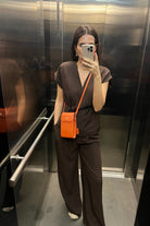 Meyfar-Turuncu Deri Kartlık - Telefon Bölmeli Çanta-Omuz Çantası-4-Milagron.com