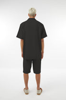 Midground-Kısa Kollu Asitmetrik Keten Gömlek-Gömlek-4-Milagron.com