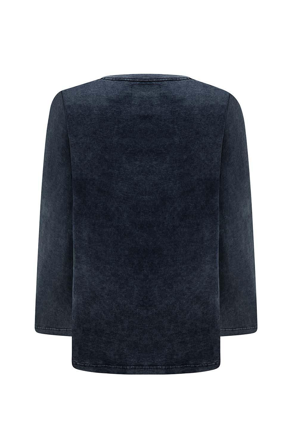 Midground-NITECALL- Drop# M137A -Long Sleeved Indigo Top-Sweatshirts & Hoodies-2-Milagron.com