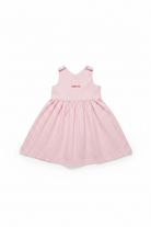 Cherry Detaylı Pembe Ekose Elbise