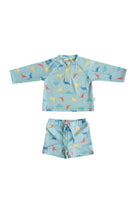 Miela Kids-Uv Korumalı Alt Üst Erkek Bebek Seti – Dinoland Mint-Bebek Swimwear-1-Milagron.com