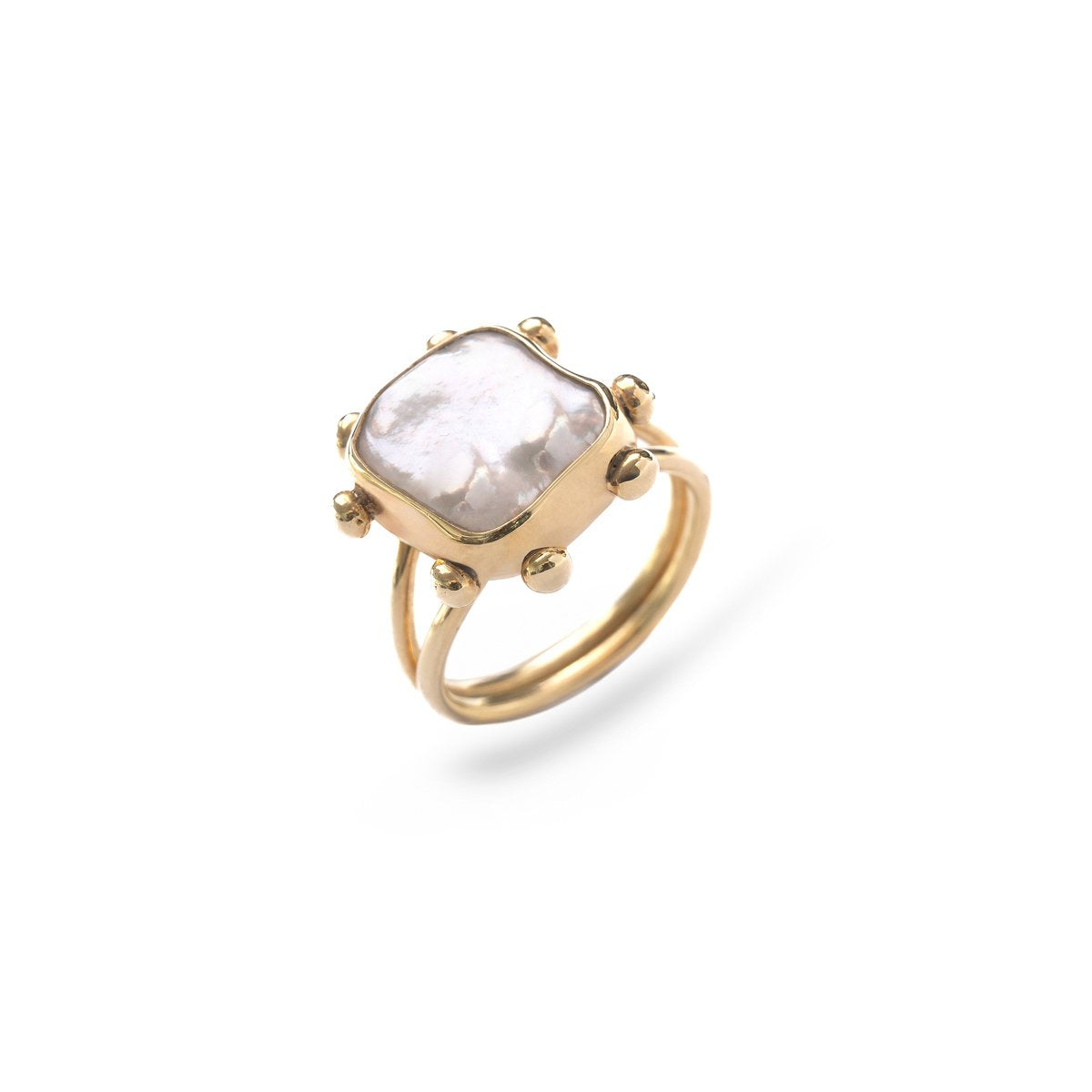 Miela-Miela Kare Gold İnci Yüzük-Yüzük-1-Milagron.com