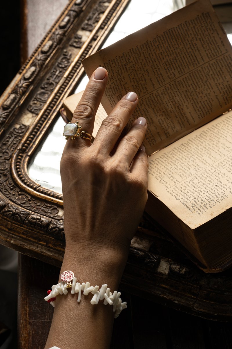 Miela-Miela Kare Gold İnci Yüzük-Yüzük-3-Milagron.com