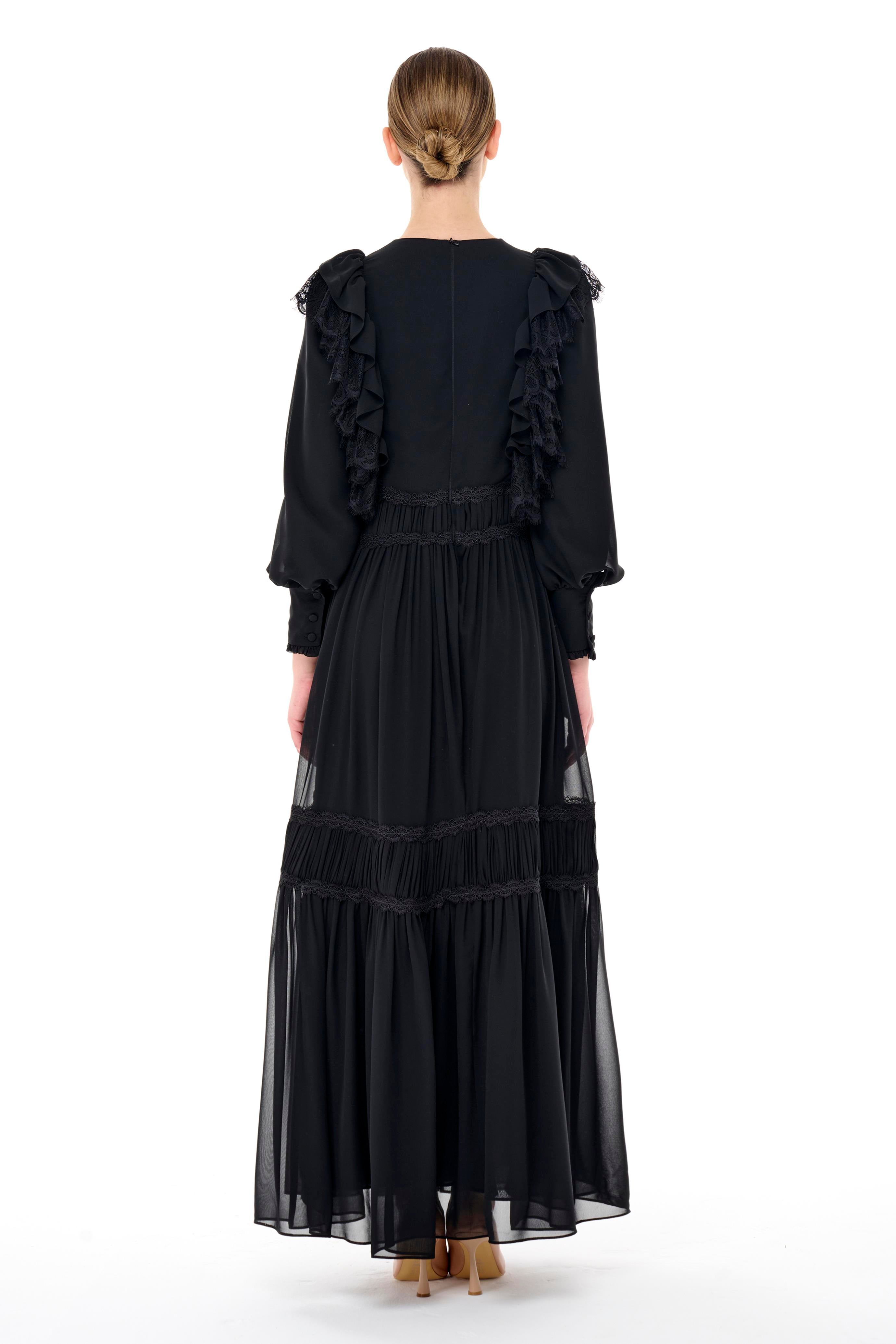 Miha-Büzgü şeri̇t Detayli Elbi̇se Siyah-4-Milagron.com
