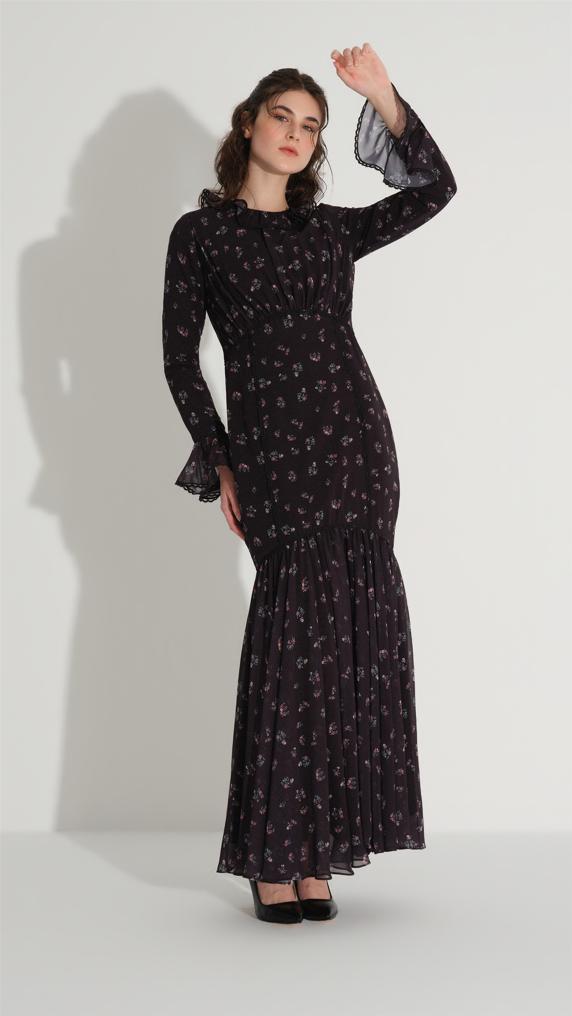 Dantelli Balik Form ElbiSe Siyah