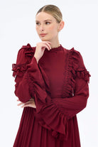 Miha-Dantelli̇ Zari̇f Elbi̇se Bordo-Elbise-4-Milagron.com