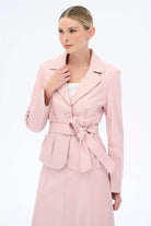 Miha-Deri̇ Etek Ceket Takım Pembe-Alt - Üst Takım-4-Milagron.com