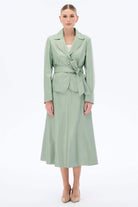 Miha-Deri̇ Etek Ceket Takım Pembe-Alt - Üst Takım-5-Milagron.com