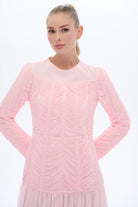Miha-Empi̇rde Detayli Elbi̇se Pembe-2-Milagron.com