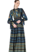 Miha-Fırfır Detayli Di̇ji̇tal Desen Uzun Elbi̇se-Elbise-2-Milagron.com