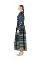 Miha-Fırfır Detayli Di̇ji̇tal Desen Uzun Elbi̇se-Elbise-3-Milagron.com