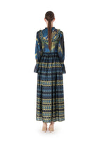 Miha-Fırfır Detayli Di̇ji̇tal Desen Uzun Elbi̇se-Elbise-4-Milagron.com