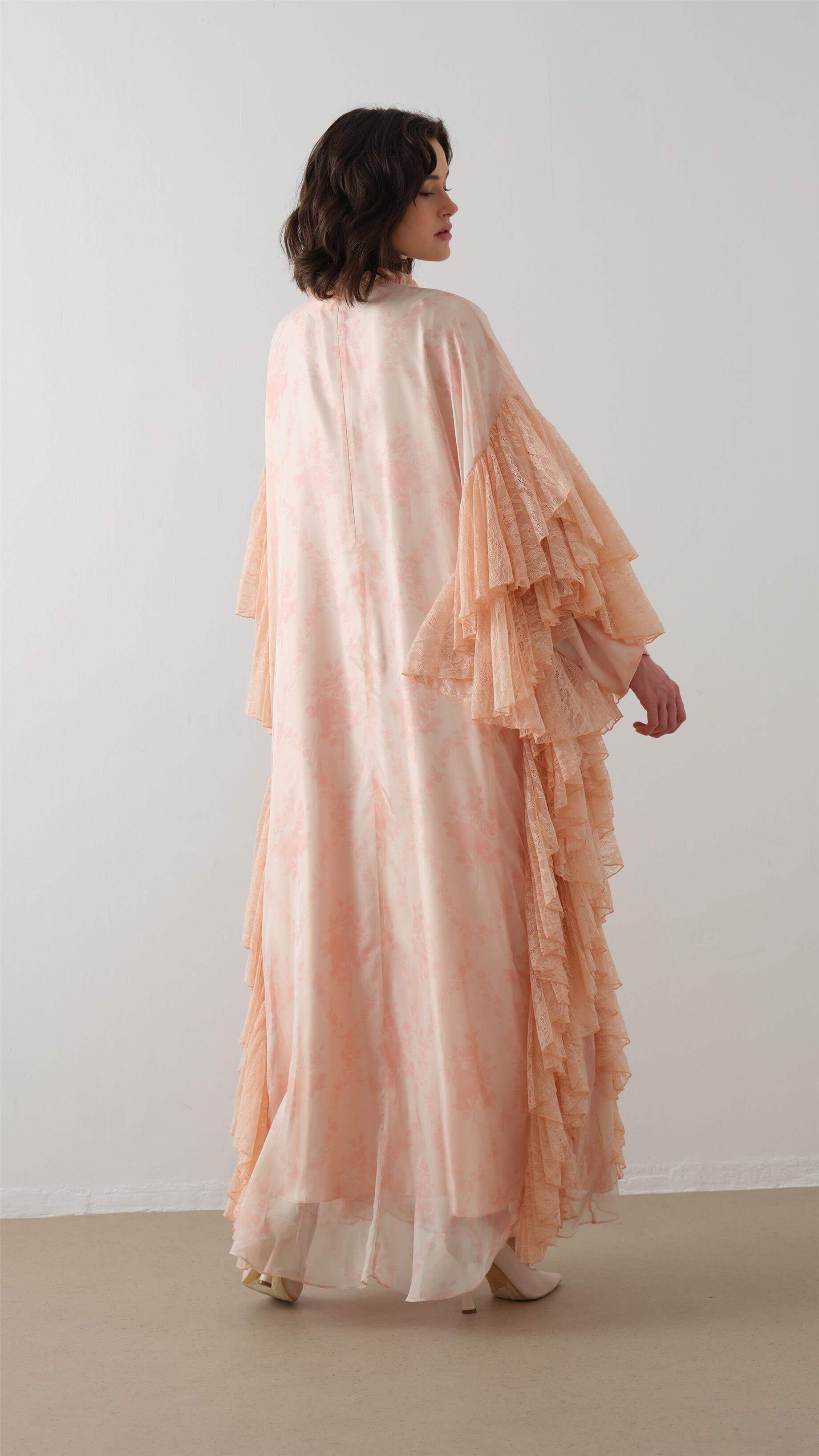 Miha-Kollari Dantel Firfirli Kaftan Elbi̇se Mint-10-Milagron.com