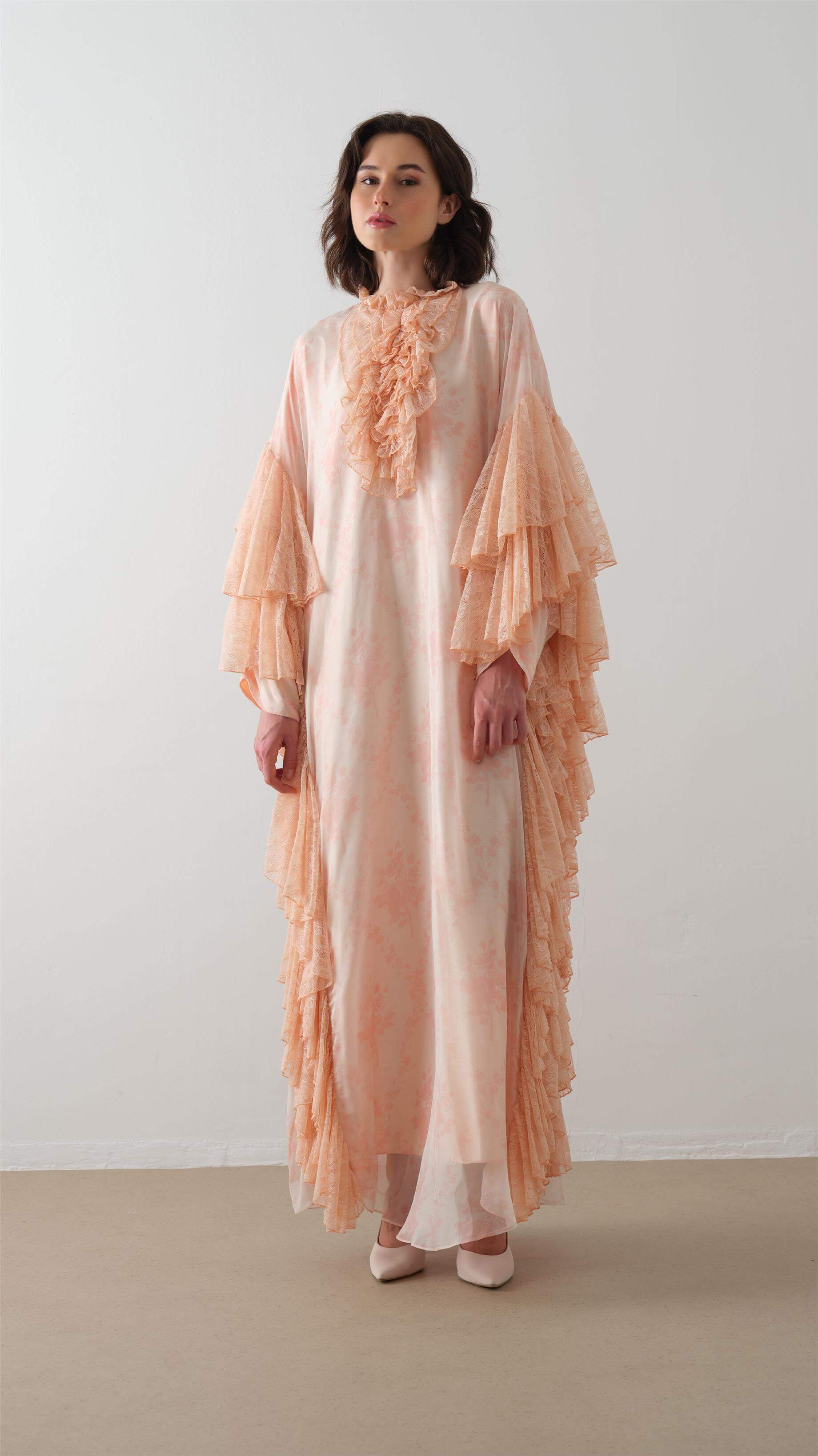 Miha-Kollari Dantel Firfirli Kaftan Elbi̇se Mint-6-Milagron.com