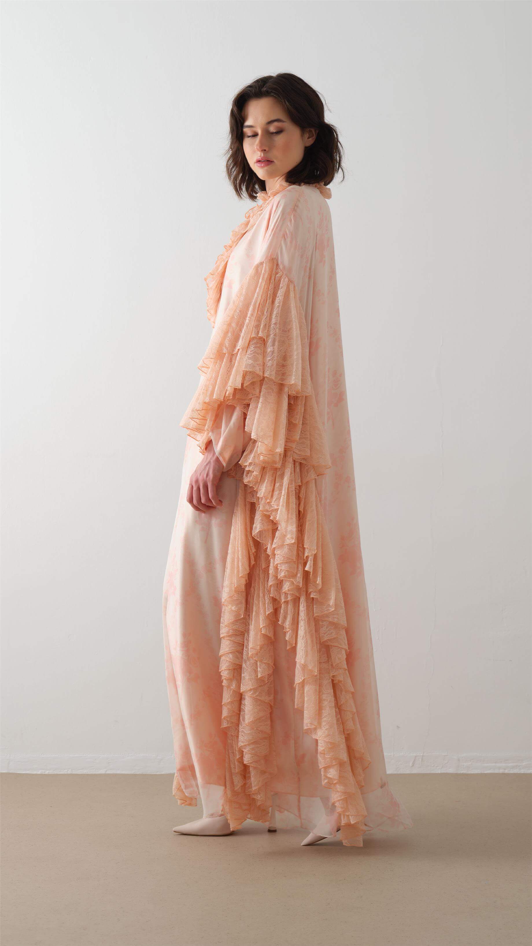 Miha-Kollari Dantel Firfirli Kaftan Elbi̇se Mint-9-Milagron.com