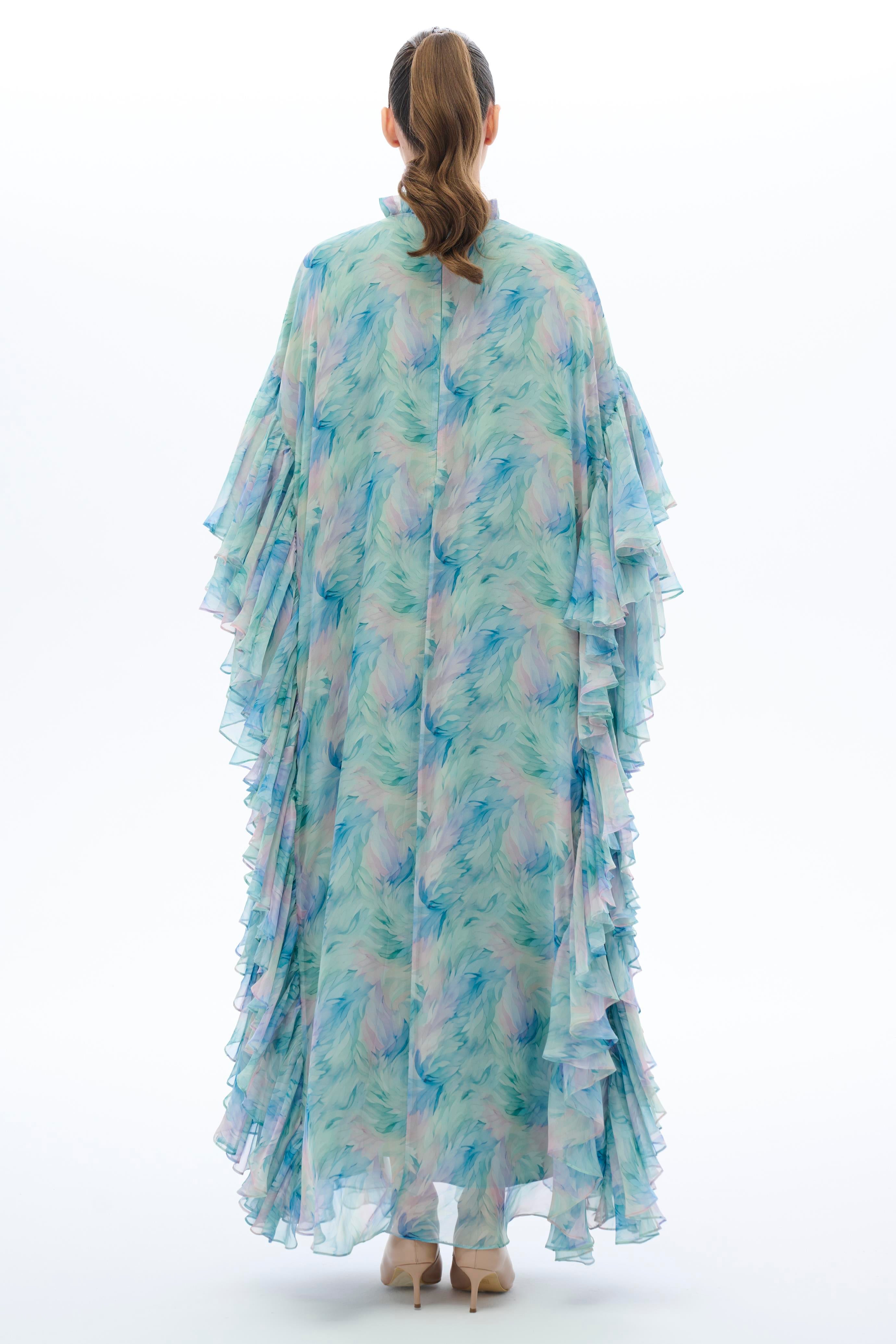 Kollari Firfir Detayli Kaftan ElbiSe Mint